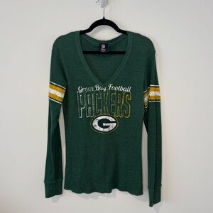 Green Bay Packers Women’s Thermal V-Neck Long Sleeve Top NFL Team Apparel